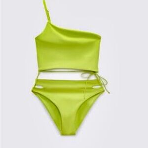 Lime Green One Piece with Ties around Waist